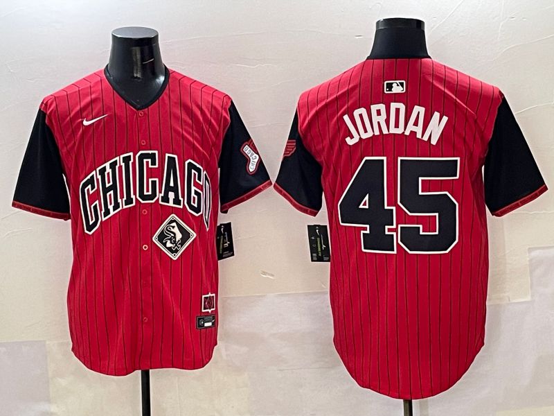 Men Chicago White Sox 45 Jordan Red Stripe Joint Name 2025 Nike MLB Jersey style 8